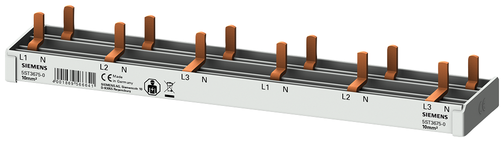 Siemens 4-phase busbar for 6 pcs 5SV1/9+afd, 1 module width, 12MW