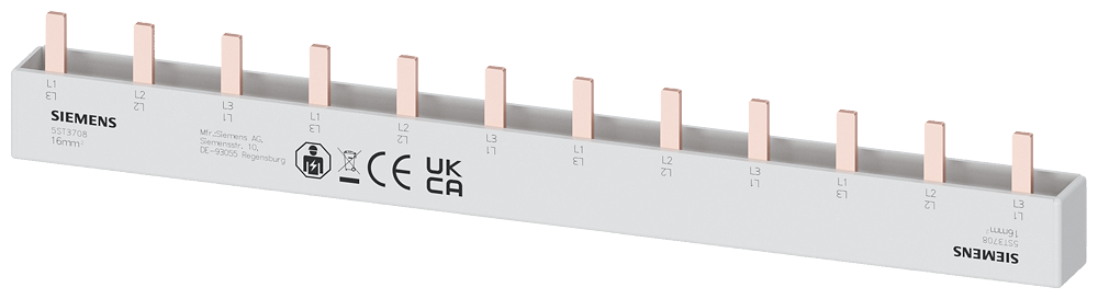 Siemens Busbar, 16 mm² 3 Phase, L= 214mm with End caps