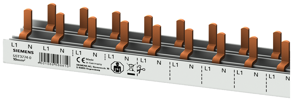 Siemens 2-phase busbar for 56 pcs 5SV1/6/9, 1 module width 1M