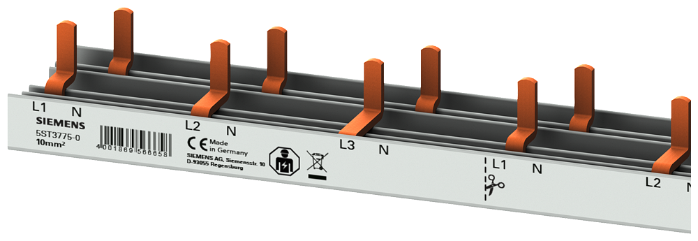 Siemens 4-phase busbar for 28PCS 5SV1/9+afd, 1 module width, 1M