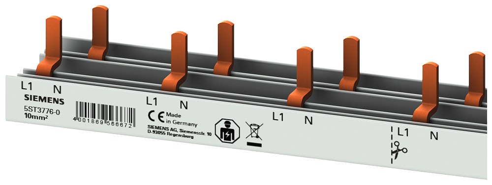 Siemens 2-phase busbar for 28PCS 5SV1/9+afd, 1 module width, 1M