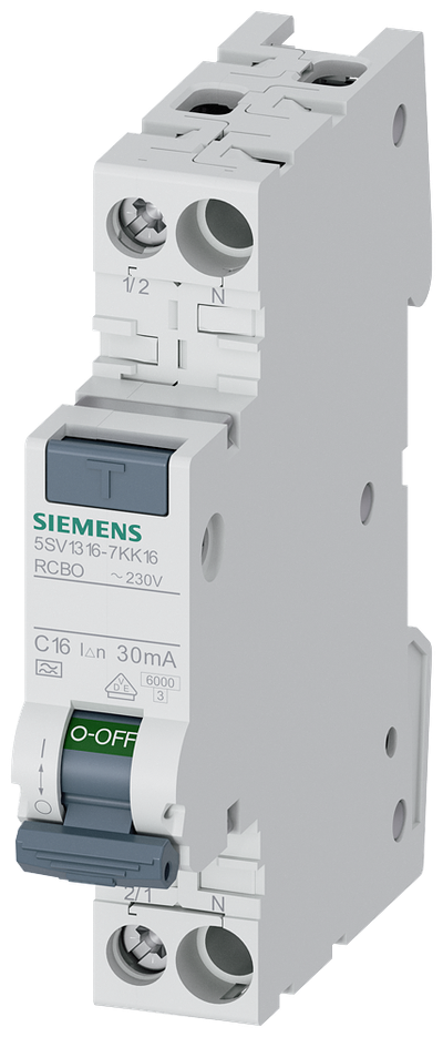 Siemens Residual current circuit breaker with overcurrent TN 6 kA,18mm, 30 mA C16