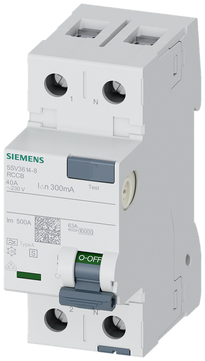 Siemens Residual current circuit breaker A 40/2, torque 2,5-3,0 Nm, conductor cross-section 1-35 MM2, selective