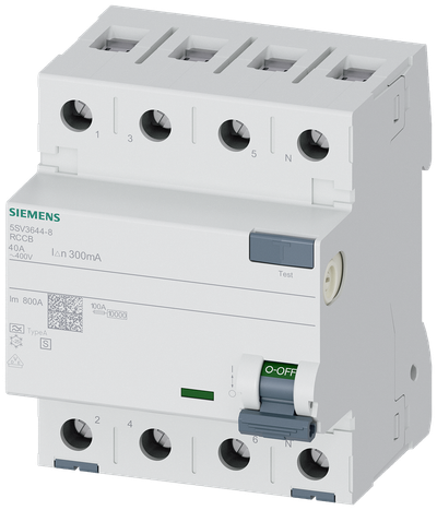 Siemens Residual current circuit breaker A 40/4, torque 2,5-3,0 Nm, conductor cross-section 1-35 MM2, selective 5SV3644-8