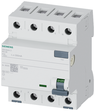 Siemens Residual current circuit breaker F 40/4, torque 2,5-3,0 Nm, conductor cross-section 1-35 MM2 5SV36443