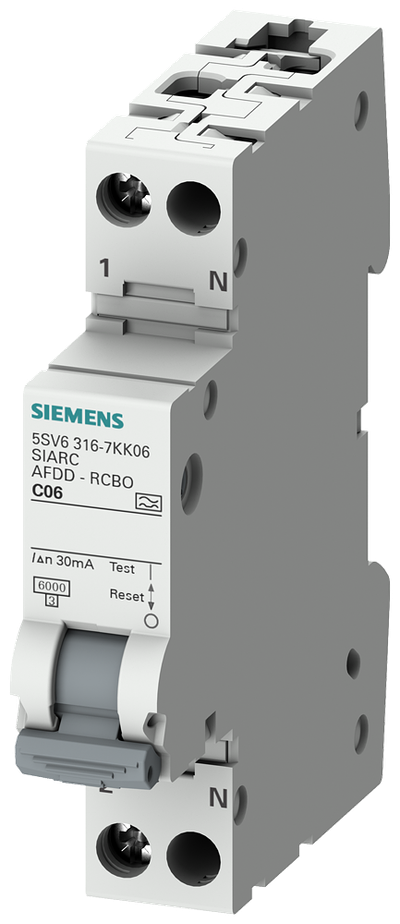 Siemens Residual current circuit breaker with overcurrent+afd, TN, 6KA, 18mm, C16