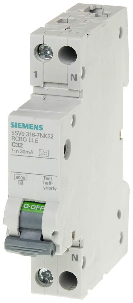 Siemens Residual current circuit breaker with overcurrent TN 6 kA,18mm, 30MA B16, el