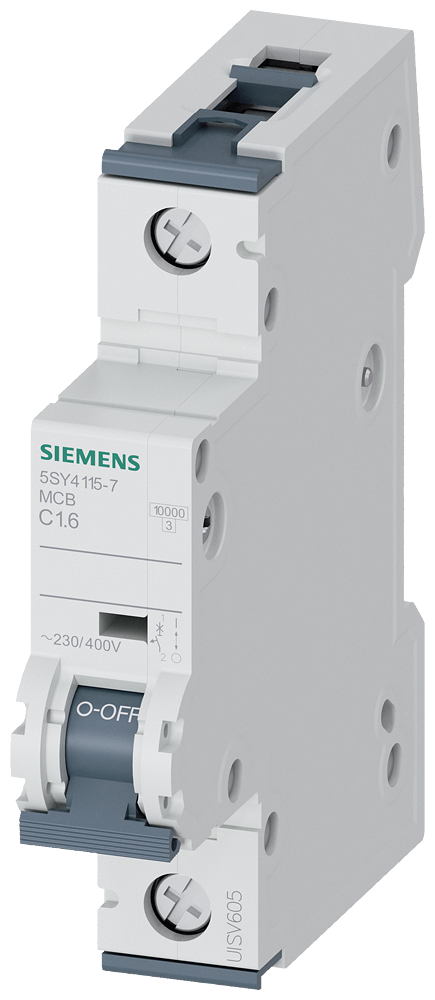 Siemens SENTRON 5SY4115-7 Miniature Circuit Breaker 1-Pole C1.6A 10KA