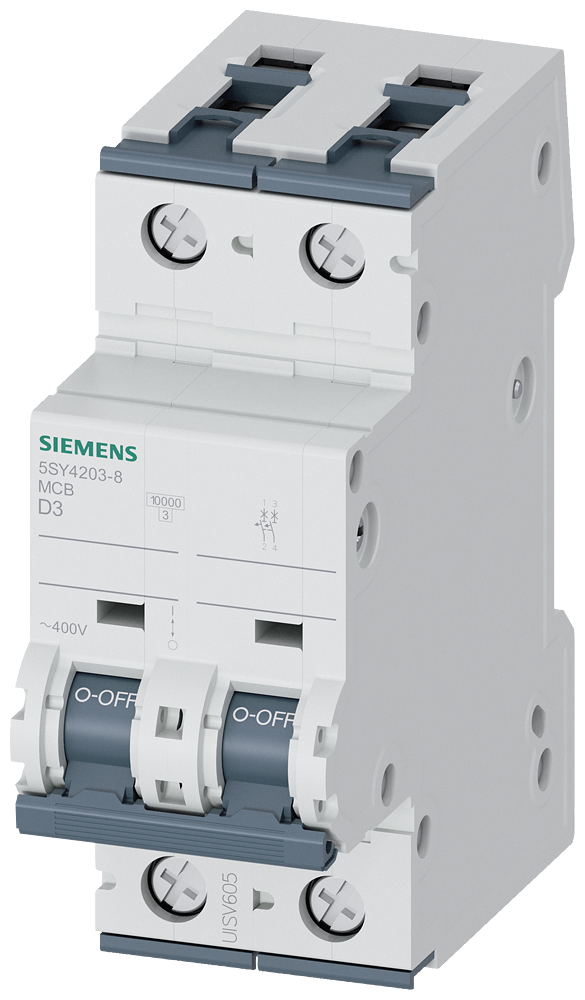 Siemens SENTRON 5SY4203-8 Miniature Circuit Breaker 2-Pole D3A 10KA