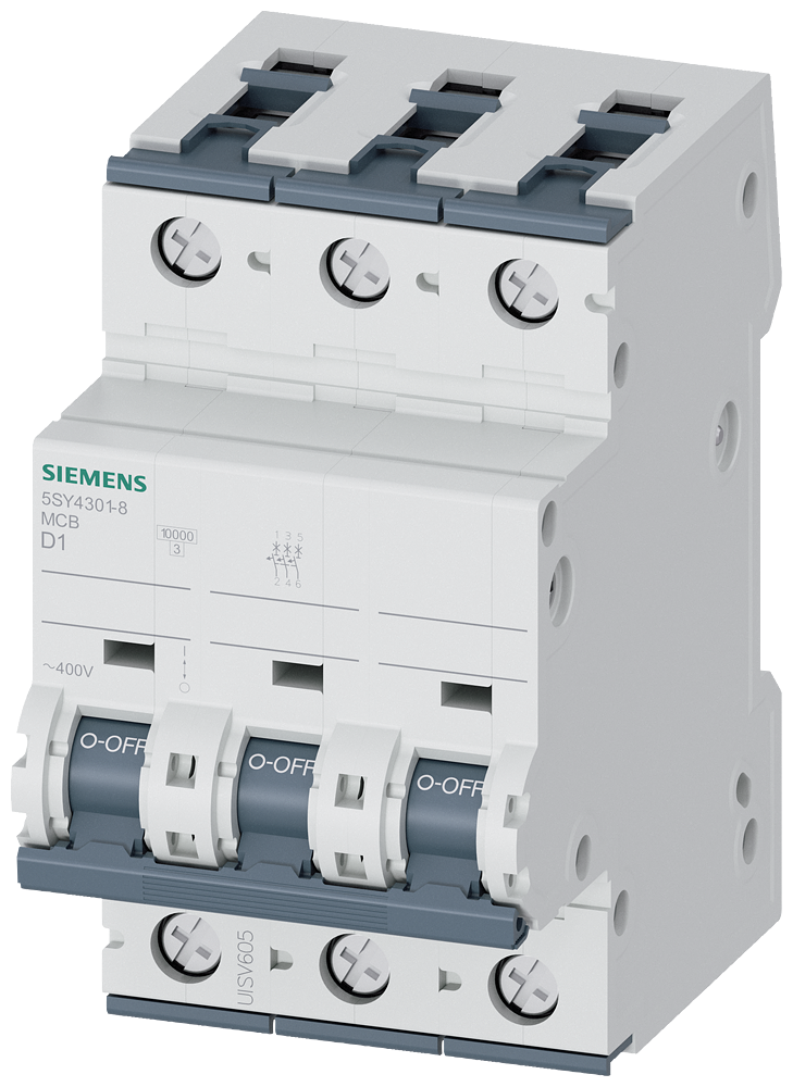 Siemens SENTRON 5SY4301-8 Miniature Circuit Breaker 3-Pole D1A 10KA