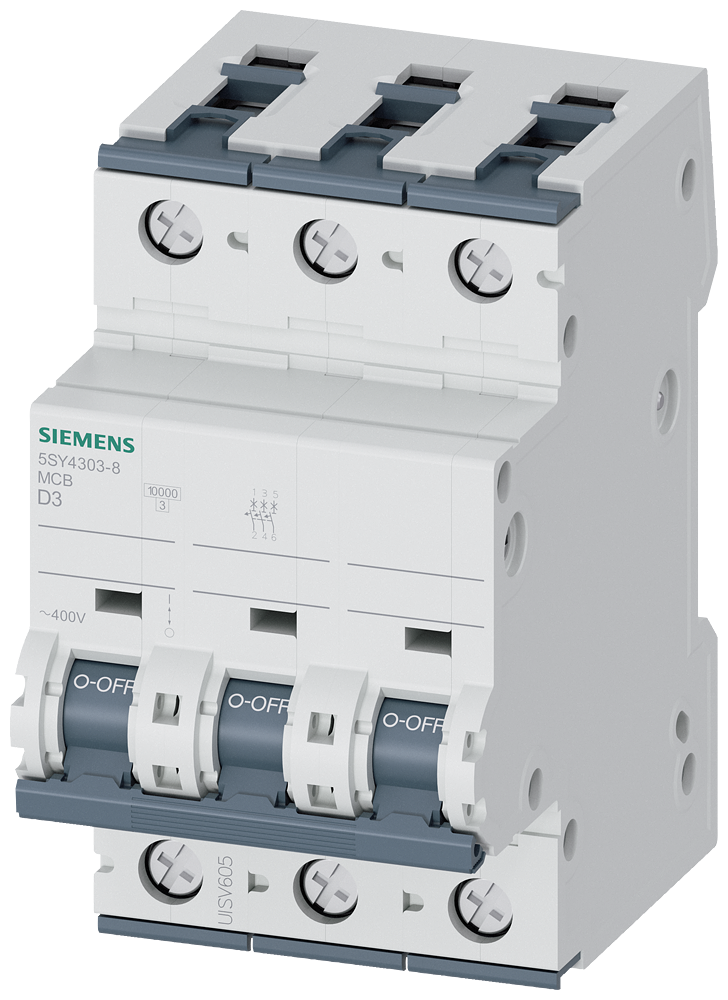 Siemens SENTRON 5SY4303-8 Miniature Circuit Breaker 3-Pole D3A 10KA
