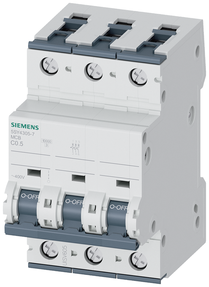 Siemens SENTRON 5SY4305-7 Miniature Circuit Breaker 3-Pole C0.5A 10KA