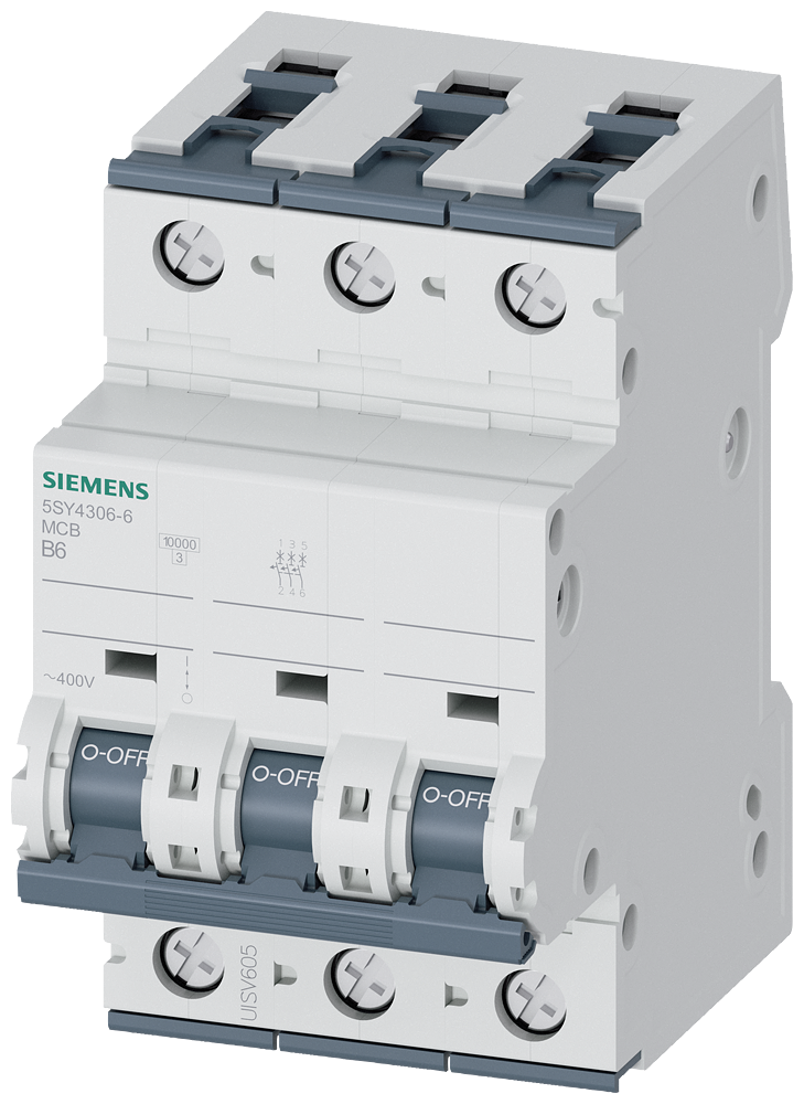 Siemens SENTRON 5SY4306-6 Miniature Circuit Breaker 3-Pole B6A 10KA