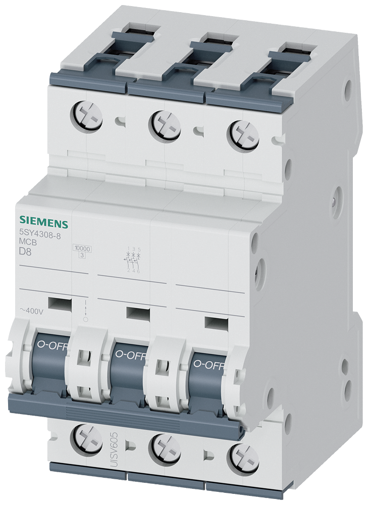 Siemens SENTRON 5SY4308-8 Miniature Circuit Breaker 3-Pole D8A 10KA