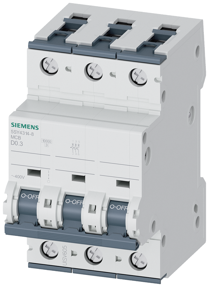 Siemens SENTRON 5SY4314-8 Miniature Circuit Breaker 3-Pole D0.3A 10KA