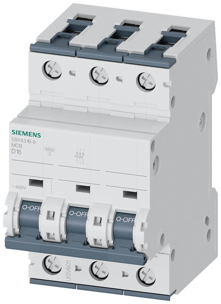 Siemens SENTRON 5SY4316-8 Miniature Circuit Breaker 3-Pole D16A 10KA