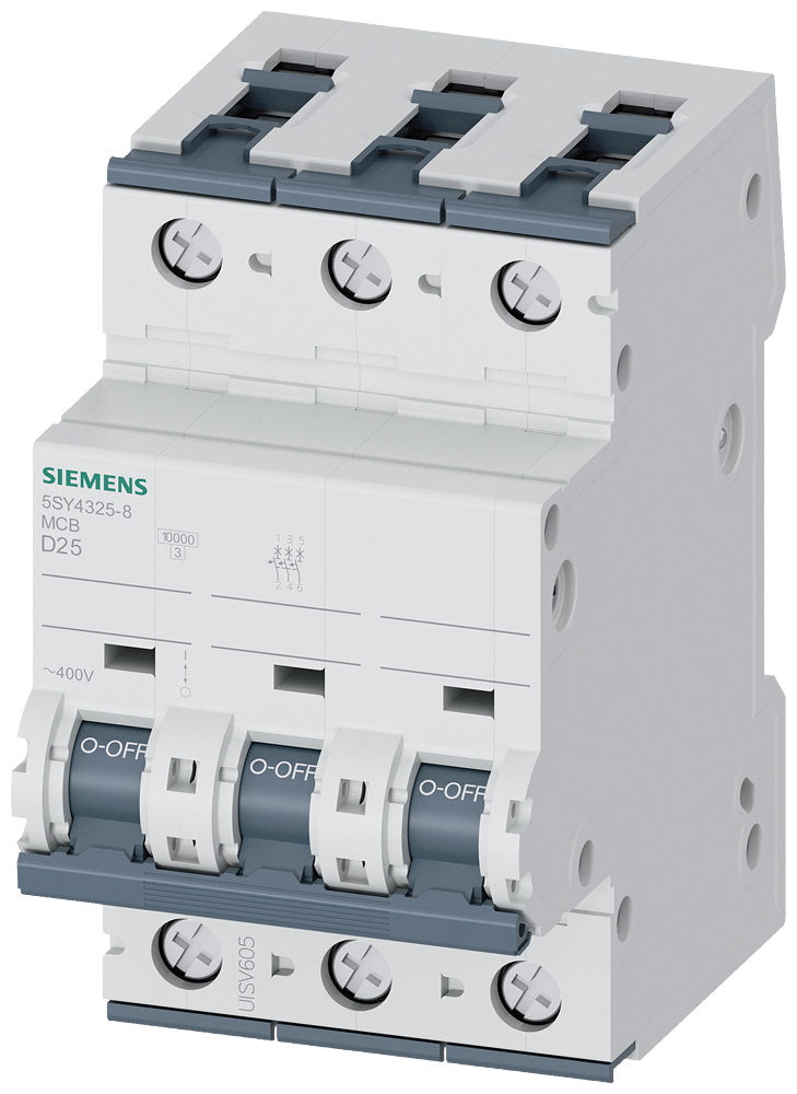 Siemens SENTRON 5SY4325-8 Miniature Circuit Breaker 3-Pole D25A 10KA