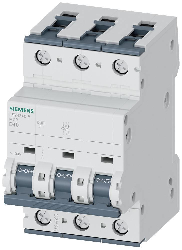 Siemens SENTRON 5SY4340-8 Miniature Circuit Breaker 3-Pole D40A 10KA