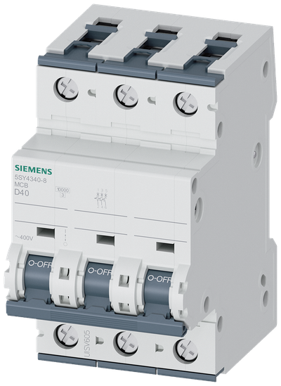 Siemens SENTRON 5SY4340-8 Miniature Circuit Breaker 3-Pole D40A 10KA
