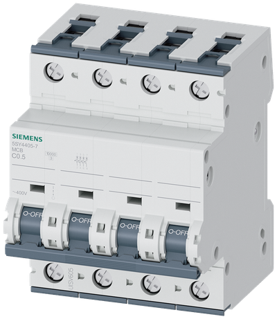 Siemens SENTRON 5SY4405-7 Miniature Circuit Breaker 4-Pole C0.5A 10KA