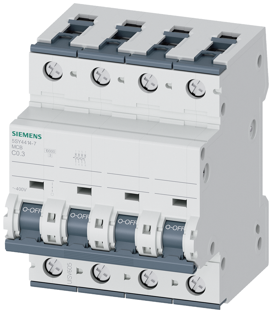 Siemens SENTRON 5SY4414-7 Miniature Circuit Breaker 4-Pole C0.3A 10KA