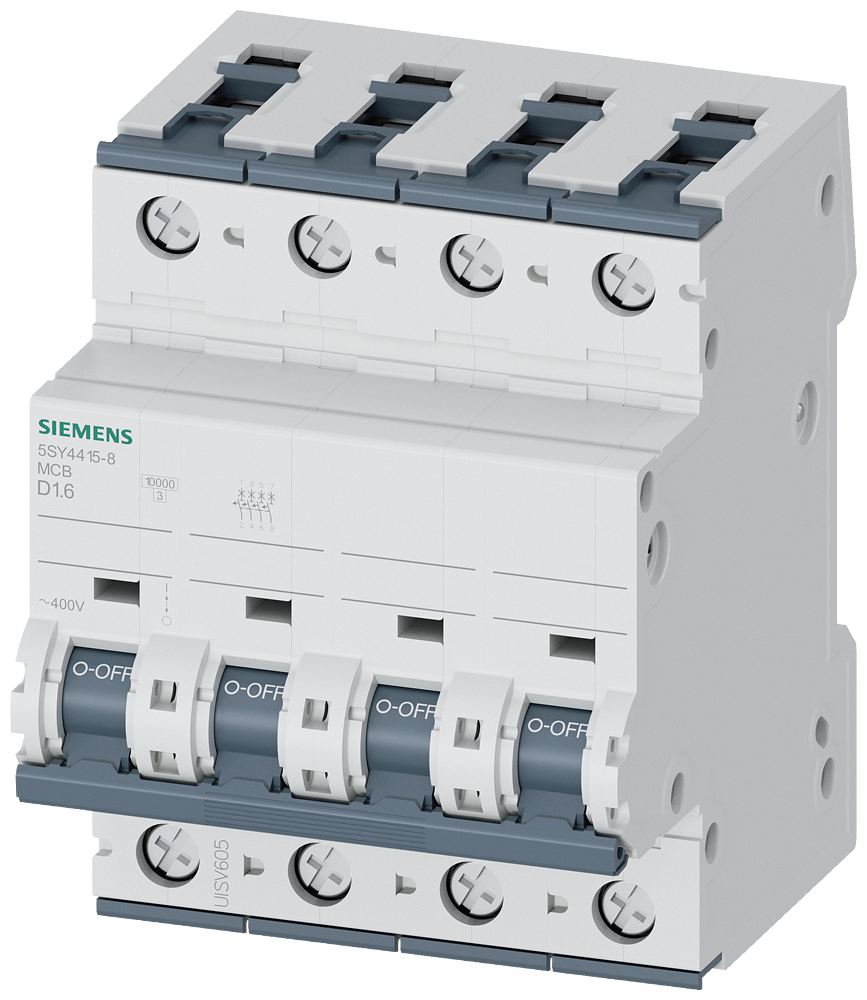 Siemens SENTRON 5SY4415-8 Miniature Circuit Breaker 4-Pole D1.6A 10KA