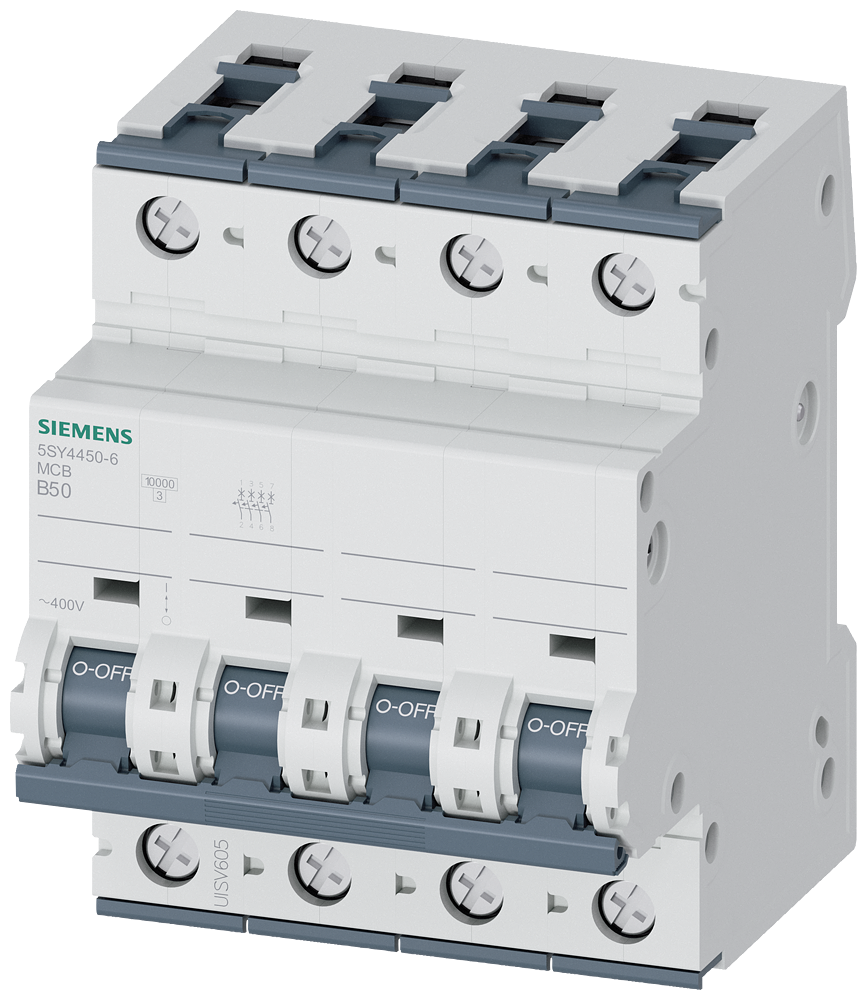 Siemens SENTRON 5SY4450-6 Miniature Circuit Breaker 4-Pole B50A 10KA