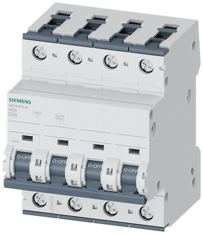 Siemens SENTRON 5SY4450-8 Miniature Circuit Breaker 4-Pole D50A 10KA