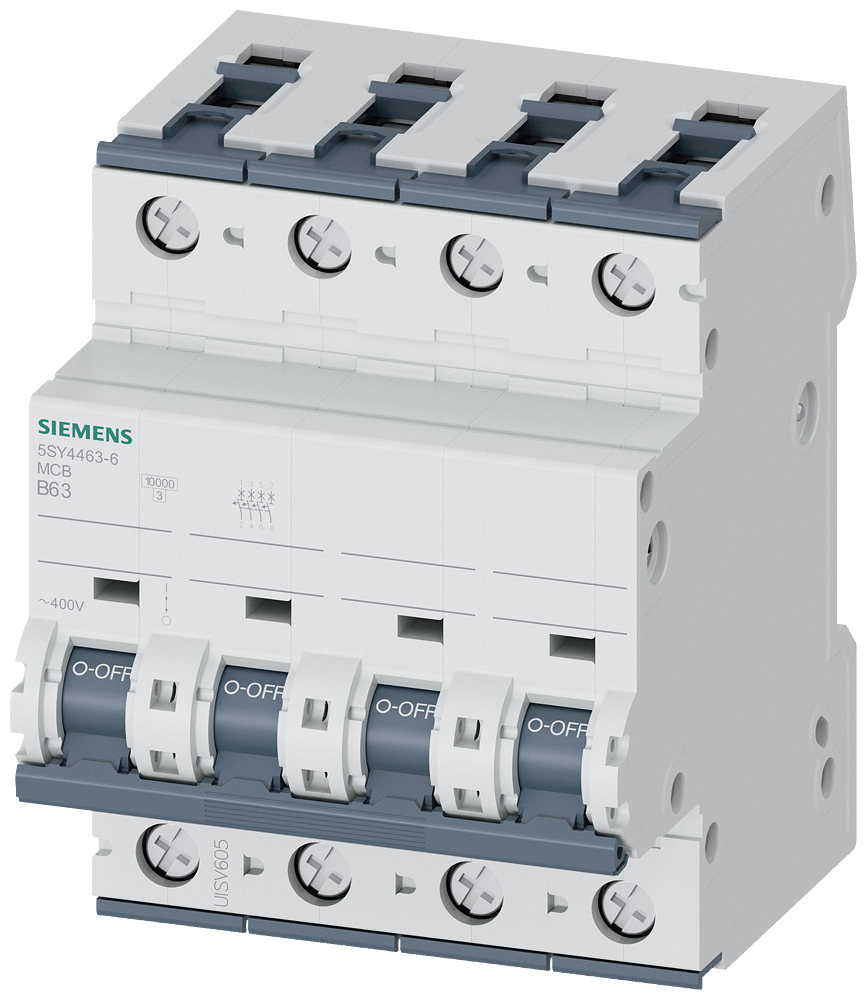 Siemens SENTRON 5SY4463-6 Miniature Circuit Breaker 4-Pole B63A 10KA