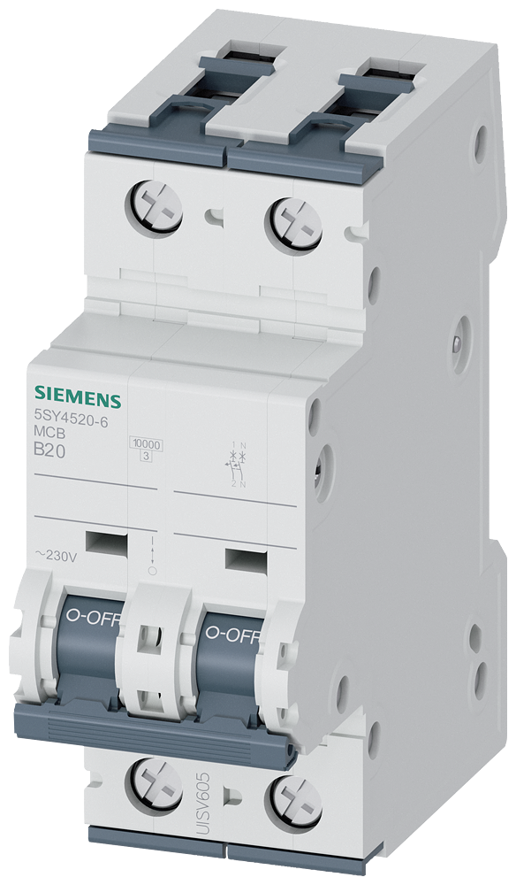 Siemens SENTRON 5SY4520-6 Miniature Circuit Breaker 1+N-Pole B20A 10KA