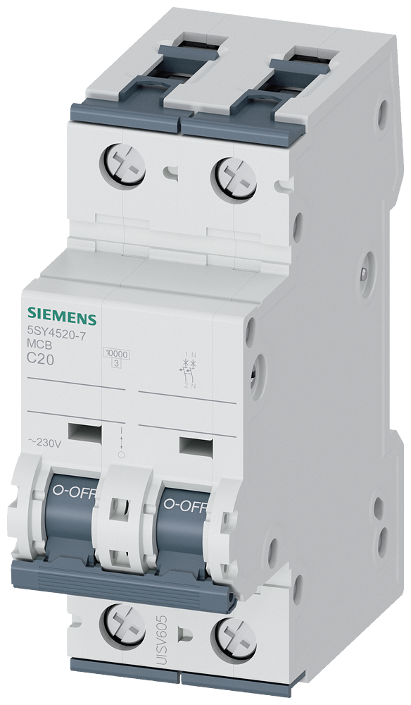 Siemens SENTRON 5SY4520-7 Miniature Circuit Breaker 1+N-Pole C20A 10KA