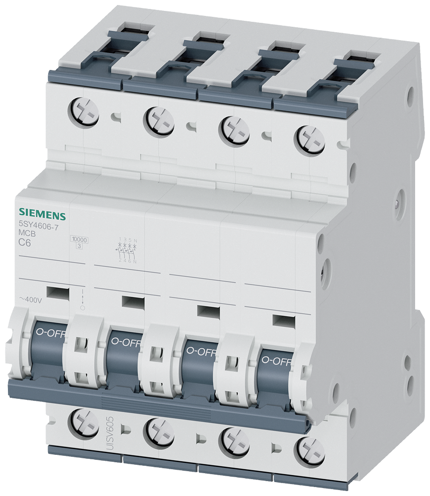 Siemens SENTRON 5SY4606-7 Miniature Circuit Breaker 3+N-Pole C6A 10KA