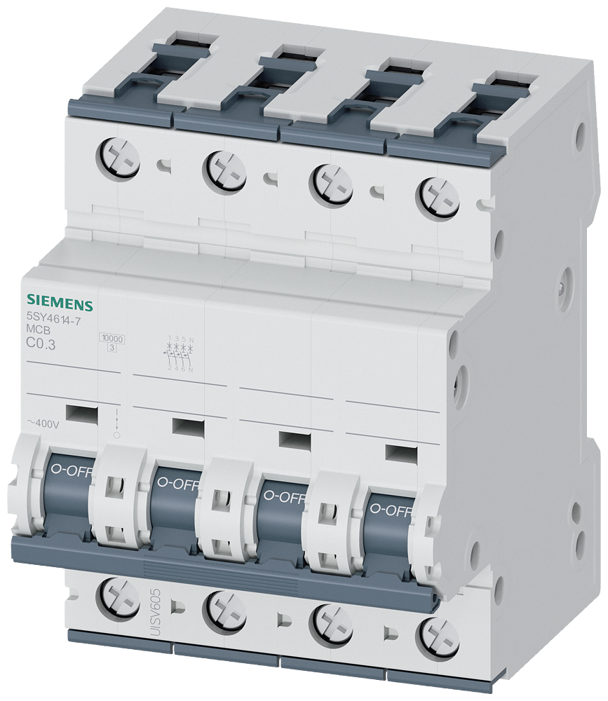 Siemens SENTRON 5SY4614-7 Miniature Circuit Breaker 3+N-Pole C0.3A 10KA