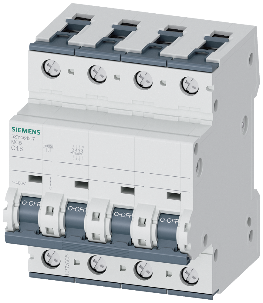 Siemens SENTRON 5SY4615-7 Miniature Circuit Breaker 3+N-Pole C1.6A 10KA