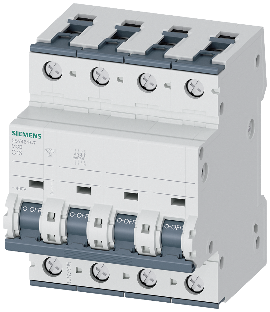 Siemens SENTRON 5SY4616-7 Miniature Circuit Breaker 3+N-Pole C16A 10KA