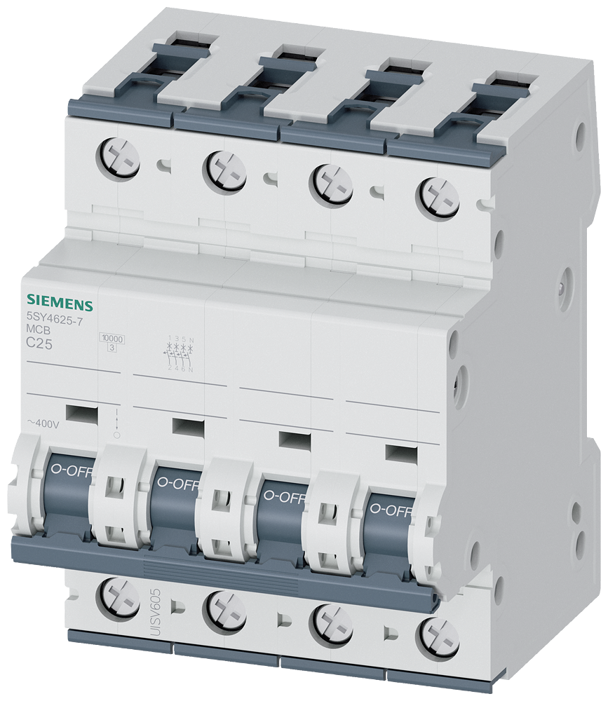 Siemens SENTRON 5SY4625-7 Miniature Circuit Breaker 3+N-Pole C25A 10KA