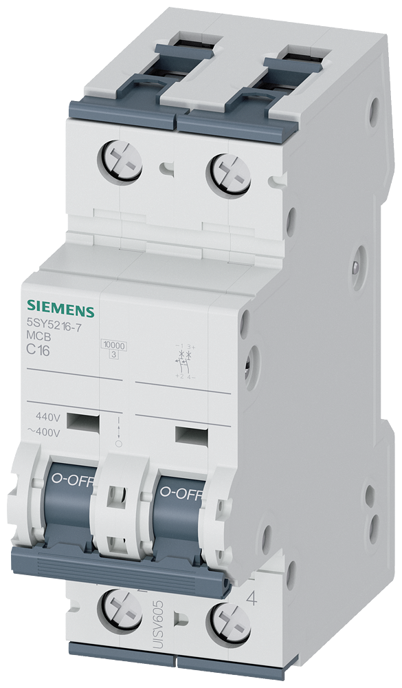 Siemens SENTRON 5SY5216-7 Miniature Circuit Breaker 2-Pole C16A 10KA