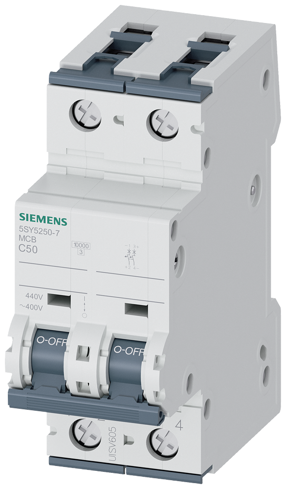 Siemens SENTRON 5SY5250-7 Miniature Circuit Breaker 2-Pole C50A 10KA