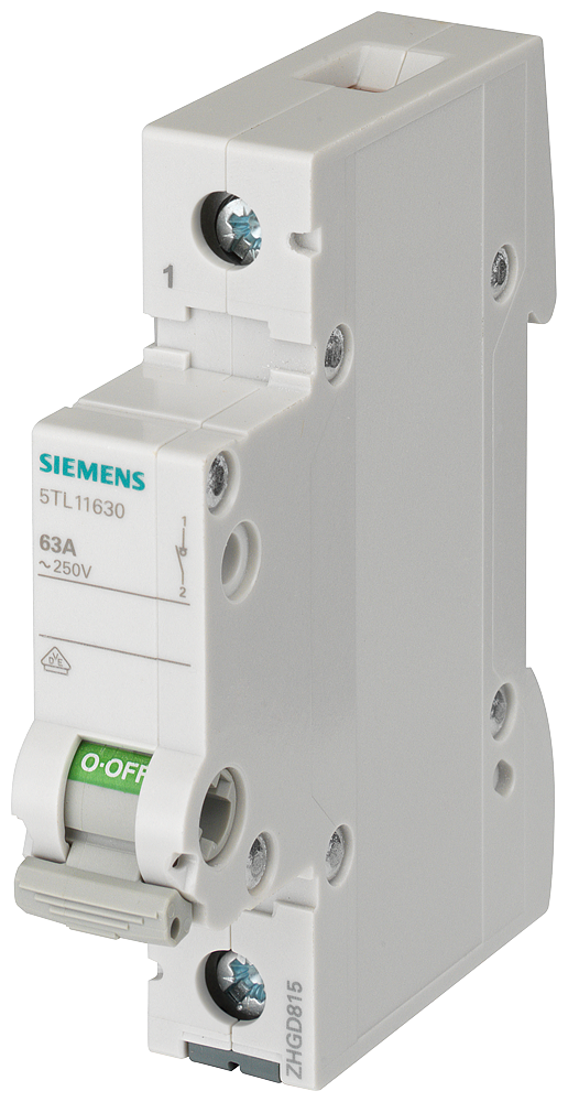 Siemens Sentron Load-break switch, 125 A, 1-Pole, 250 V AC, 10 kA Icw (5TL1192-0)