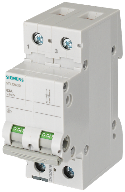 Siemens Sentron Load-break switch, 125 A, 2-Pole, 440 V AC, 10 kA Icw
