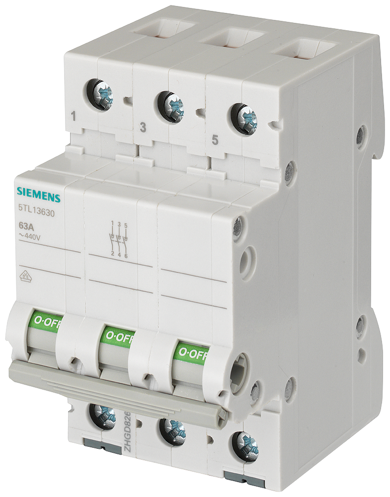 Siemens Sentron Load-break switch, 100 A, 3-Pole, 440 V AC, 10 kA Icw (5TL1391-0)