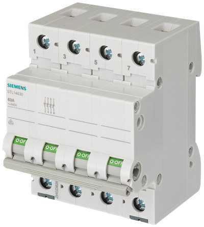 Siemens Sentron Load-break switch, 125 A, 4-Pole, 440 V AC, 10 kA Icw