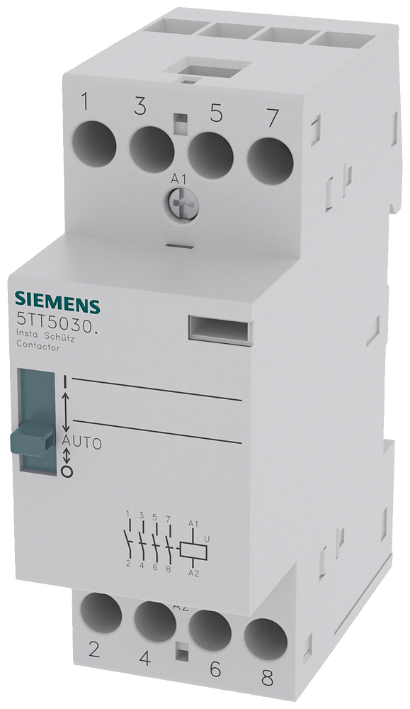 Siemens Contactor 0/1 AUTOMATIC with 4 NO contacts, 230/400VAC 25A, coil voltage ACDC24V