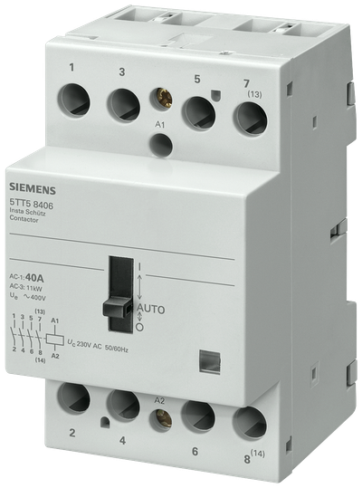 Siemens INSTA contactor 0/1 automatic with 3 NO contacts and 1 NC contact for 230 V, 400 V AC 40 A activation 230 V AC