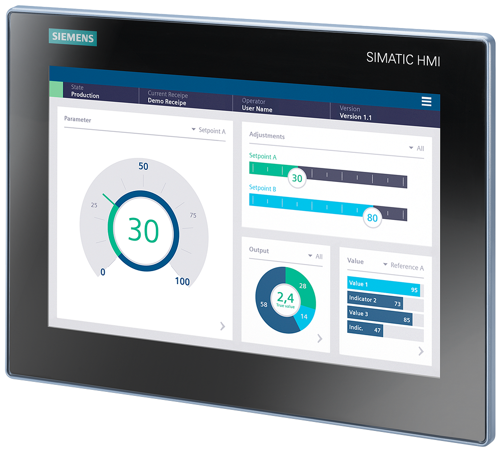 Siemens SIMATIC HMI MTP1200, Unified Basic Panel, touch operation, 12" widescreen TFT display