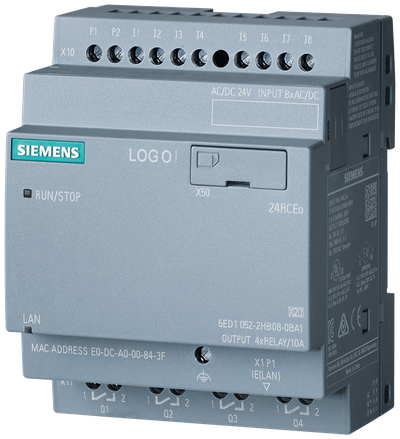 Siemens LOGO! 24RCEO (AC), logic module, power supply / I/O: 24 V DC/24 V AC/relay, 8 DI/4 DO