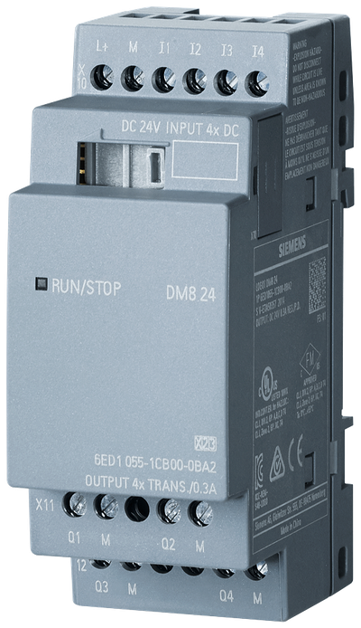 Siemens LOGO! DM8 24 expansion module, PS/I/O: 24V/24V/trans., 4 DI/4 DO for LOGO! 8