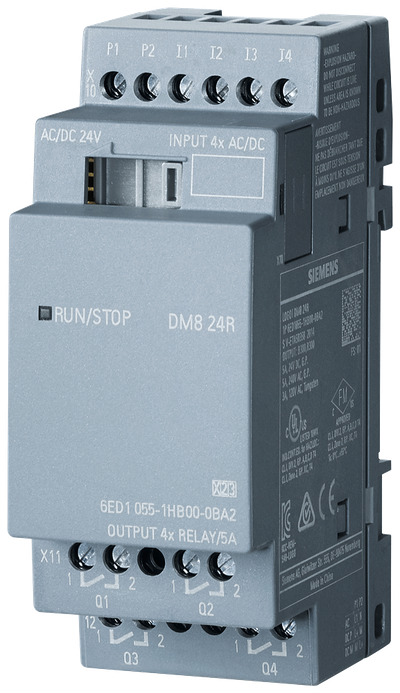 Siemens LOGO! DM8 24R expansion module, PS/I/O: 24V/24V/relay, 2 MW 4 DI/4 DO