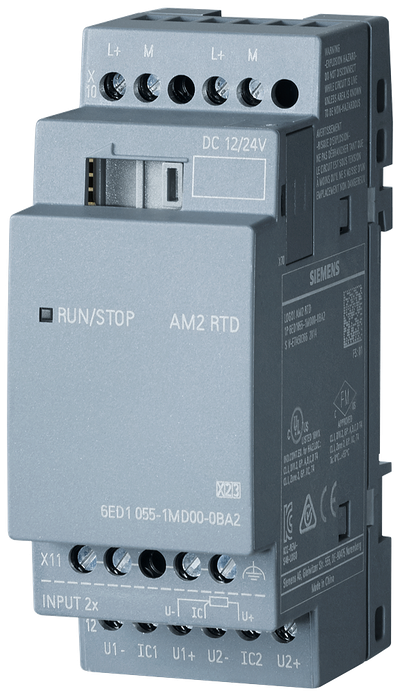 Siemens LOGO! AM2 RTD expansion module, PS: 12/24 V DC, 2AI-50...+200°/C PT100/1000 for LOGO! 8