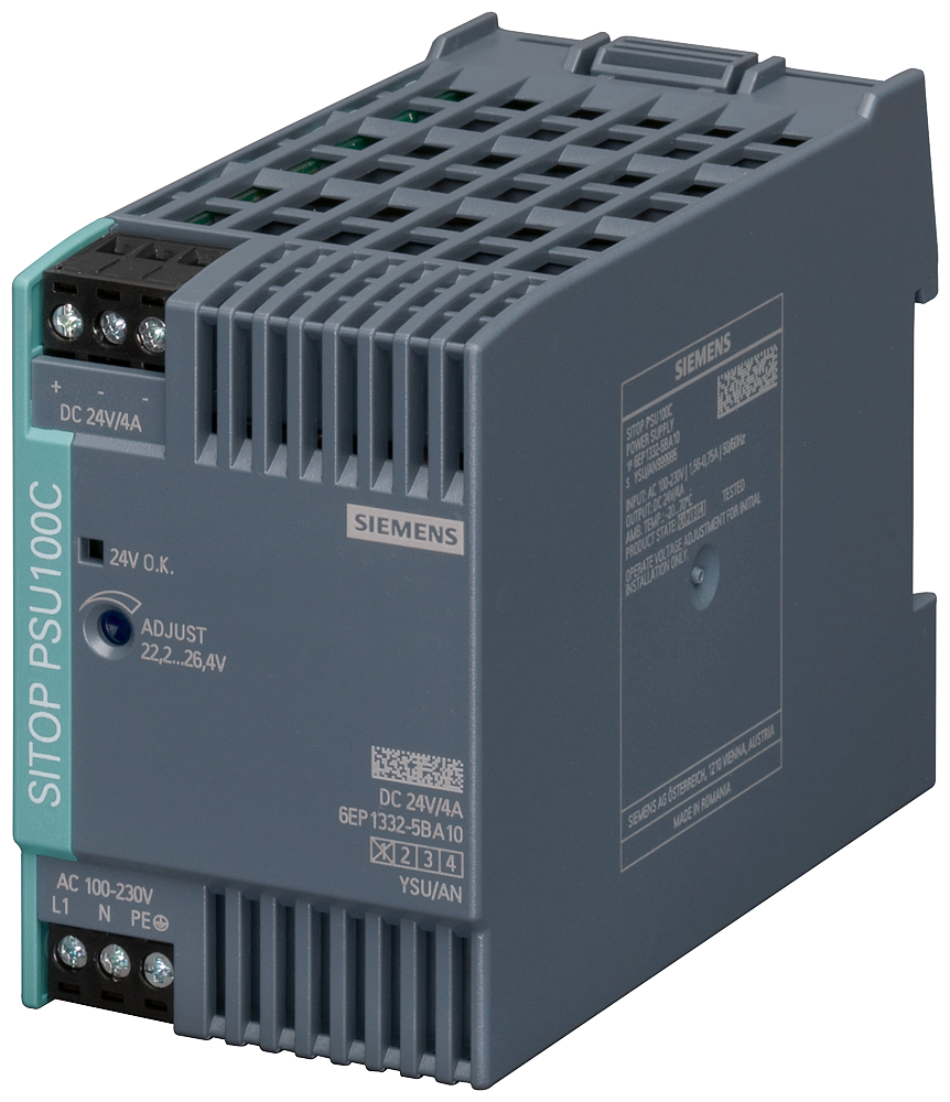 Siemens SITOP PSU100C/1ACDC/24VDC/4A Stabilized Power Supply (6EP1332-5BA10)